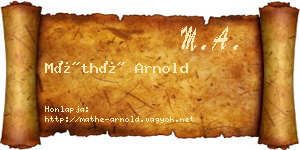 Máthé Arnold névjegykártya